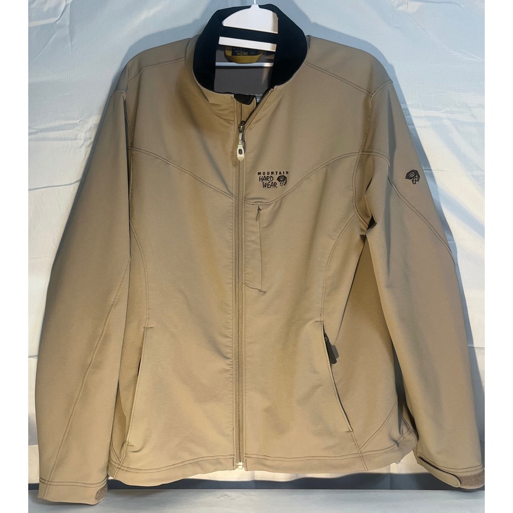 Mountain Hardwear Women Softshell Jacket Tan Beige Full Zip OL3507 Size Large